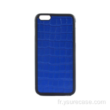 NOUVEAU Étui en cuir Crocodile Blue pour iPhone 13